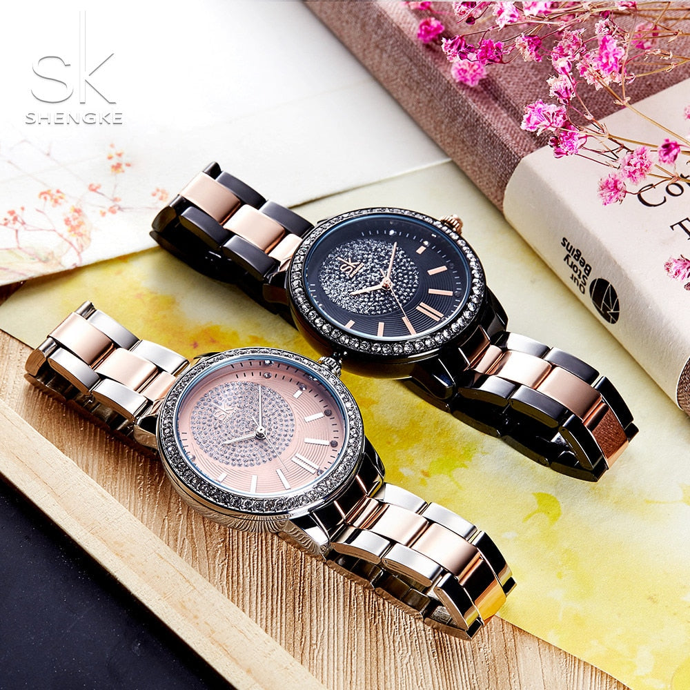 Women's Rose Gold Crystal Watch