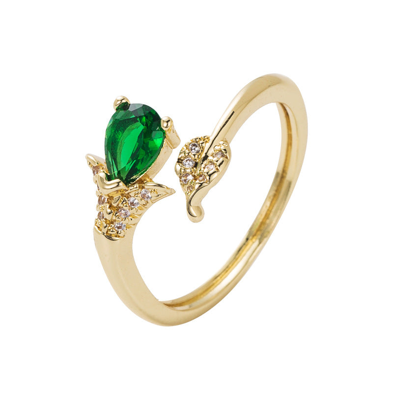 Adjustable Open Design Ring in Gold Tone Micro-Set Zircon