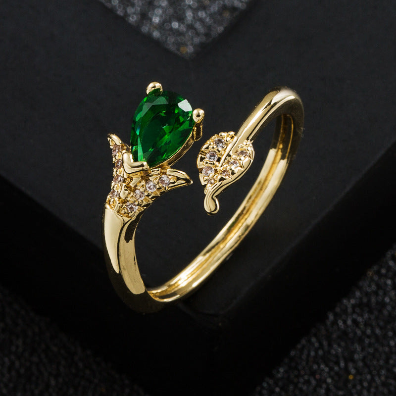 Adjustable Open Design Ring in Gold Tone Micro-Set Zircon