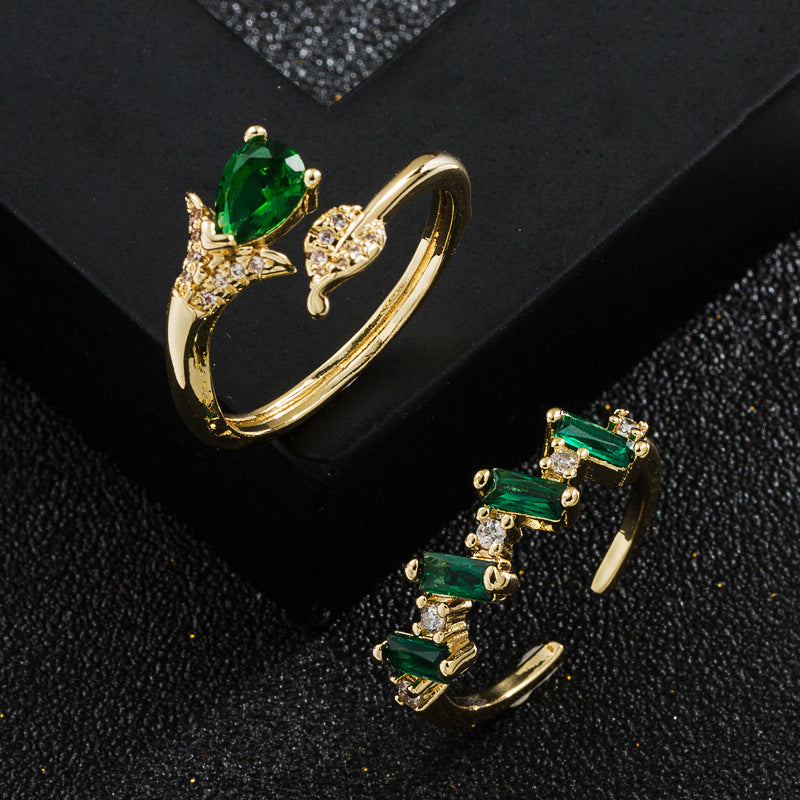 Adjustable Open Design Ring in Gold Tone Micro-Set Zircon