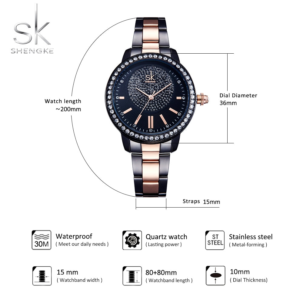Women's Rose Gold Crystal Watch