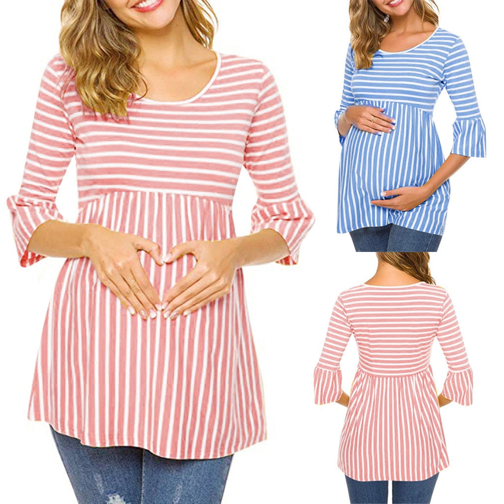 Candy Stripe Maternity Baby Doll Blouse