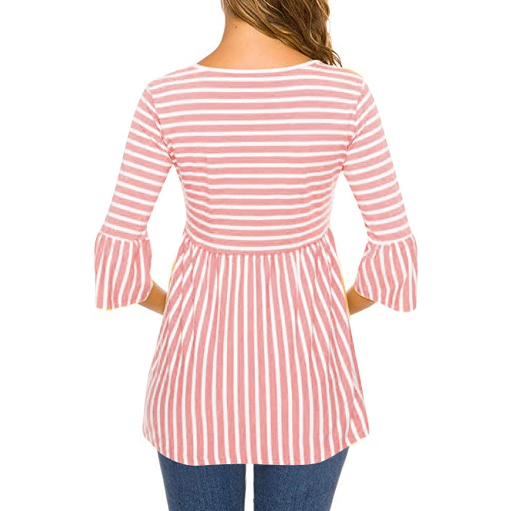 Candy Stripe Maternity Baby Doll Blouse