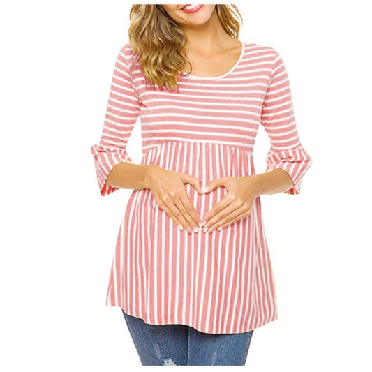 Candy Stripe Maternity Baby Doll Blouse