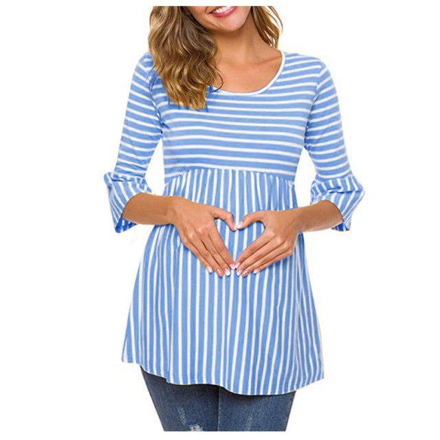 Candy Stripe Maternity Baby Doll Blouse