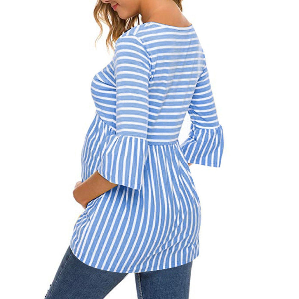 Candy Stripe Maternity Baby Doll Blouse