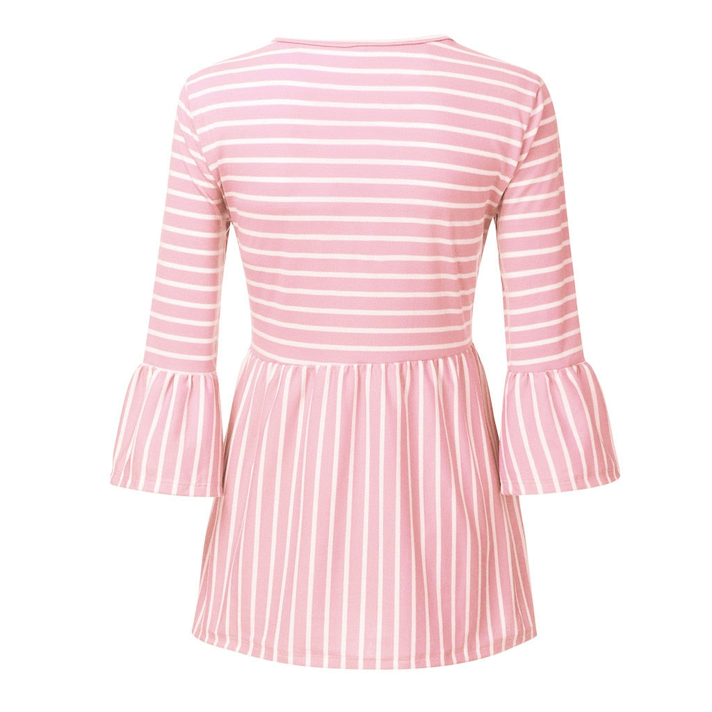 Candy Stripe Maternity Baby Doll Blouse