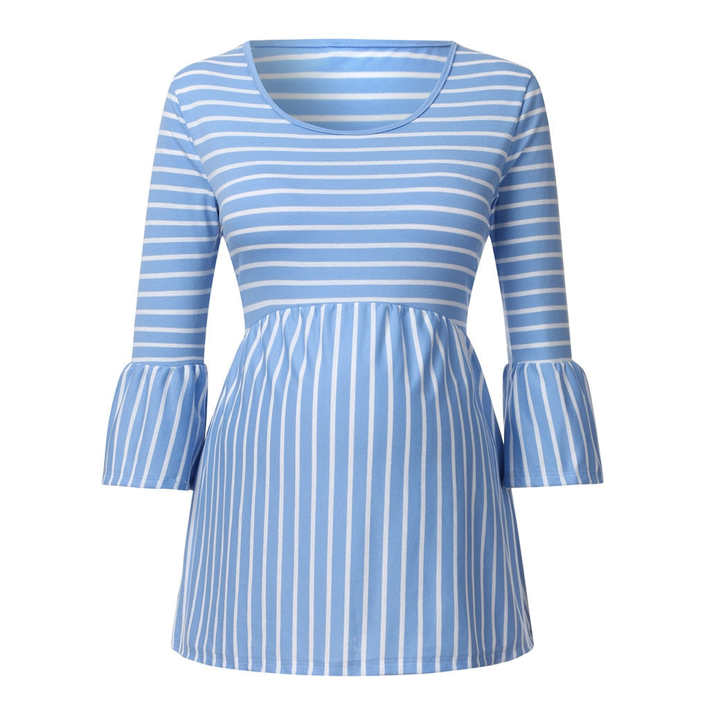 Candy Stripe Maternity Baby Doll Blouse