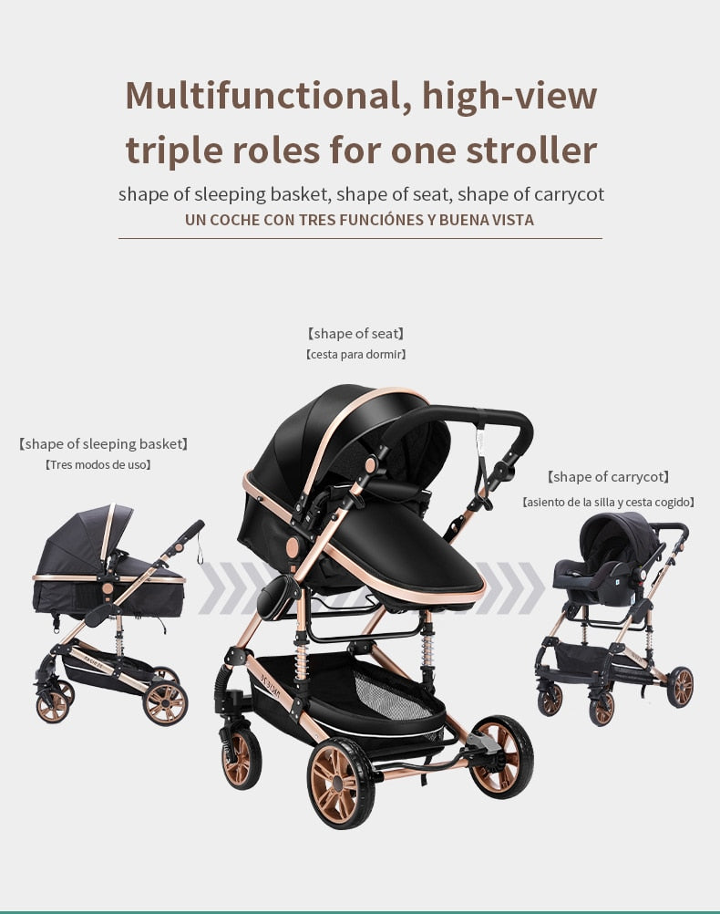 Kensington Luxury Portable High Landscape - 3 in 1 Baby Stroller with Car Seat - Newborn to 3 yrs