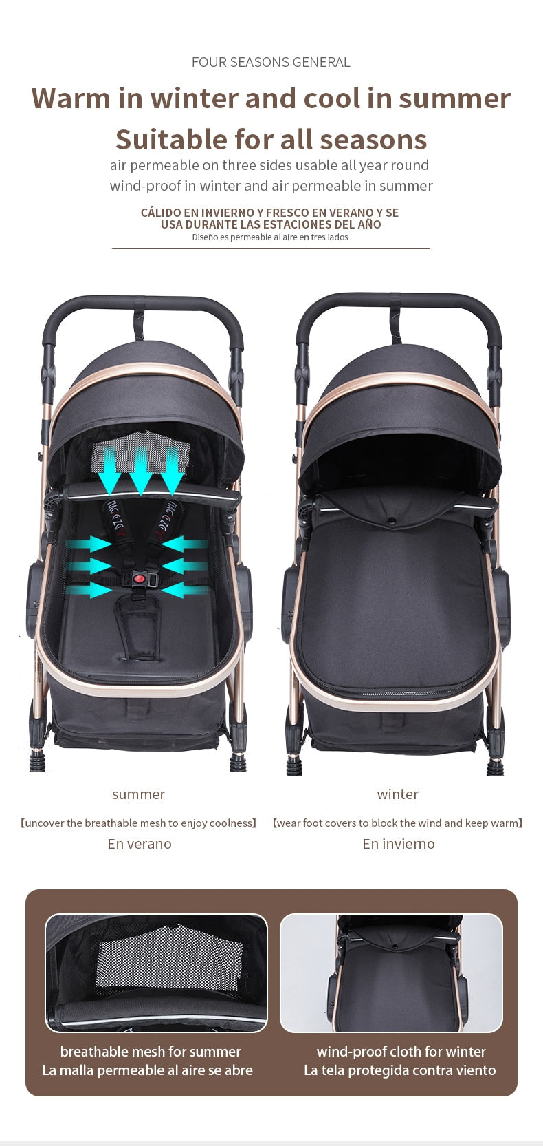 Kensington Luxury Portable High Landscape - 3 in 1 Baby Stroller with Car Seat - Newborn to 3 yrs