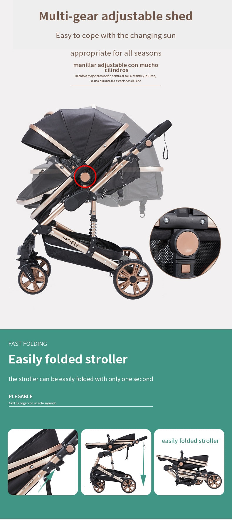 Kensington Luxury Portable High Landscape - 3 in 1 Baby Stroller with Car Seat - Newborn to 3 yrs