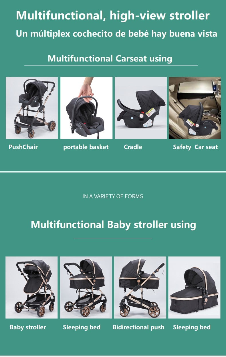 Kensington Luxury Portable High Landscape - 3 in 1 Baby Stroller with Car Seat - Newborn to 3 yrs
