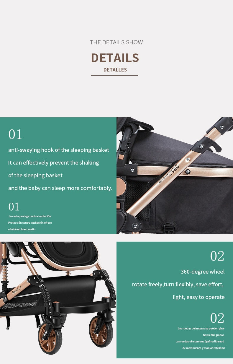 Kensington Luxury Portable High Landscape - 3 in 1 Baby Stroller with Car Seat - Newborn to 3 yrs