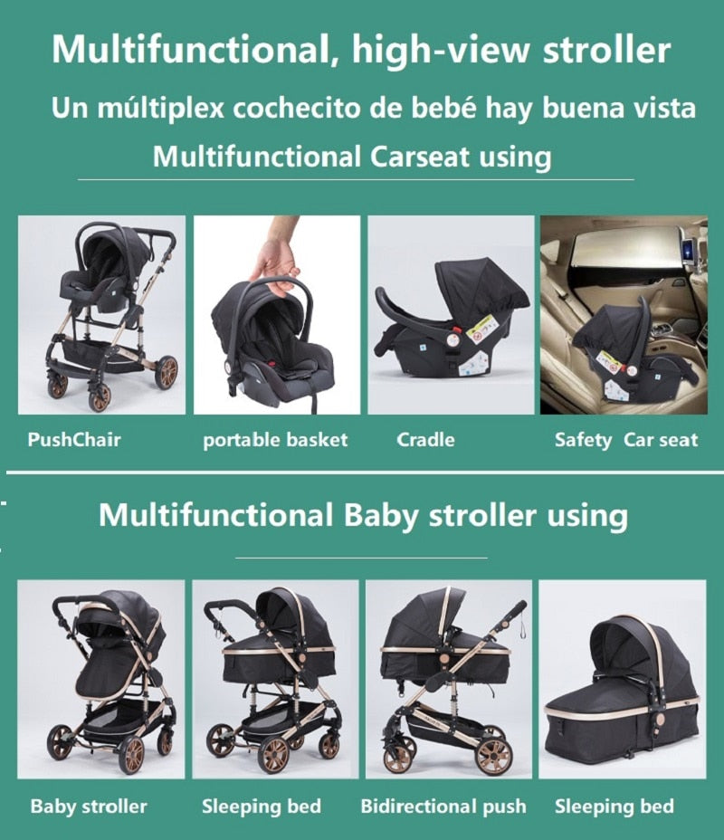 Kensington Luxury Portable High Landscape - 3 in 1 Baby Stroller with Car Seat - Newborn to 3 yrs