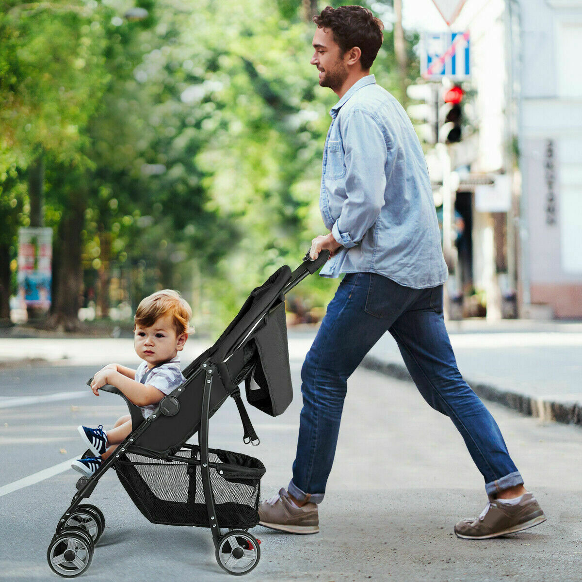 Foldable Lightweight Baby Stroller with 5-Point Safety System
