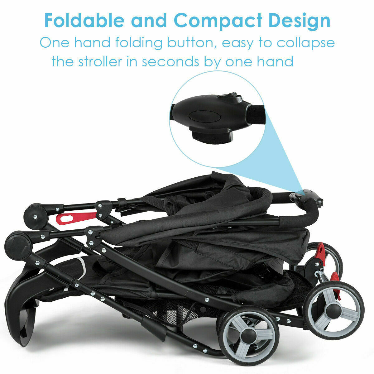 Foldable Lightweight Baby Stroller with 5-Point Safety System