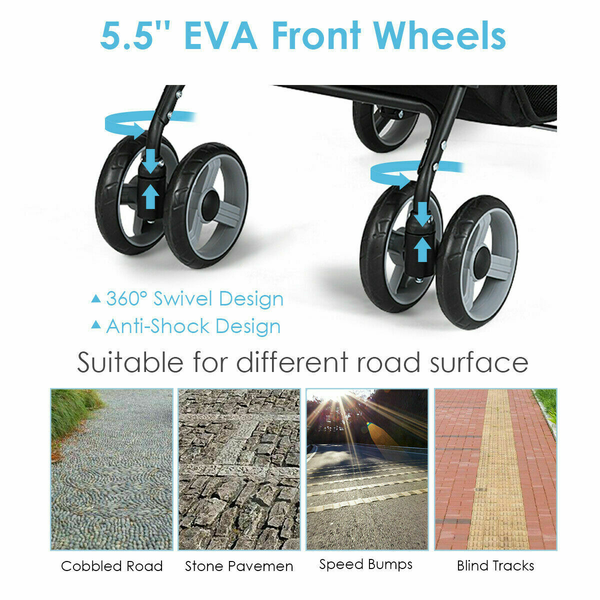 Foldable Lightweight Baby Stroller with 5-Point Safety System