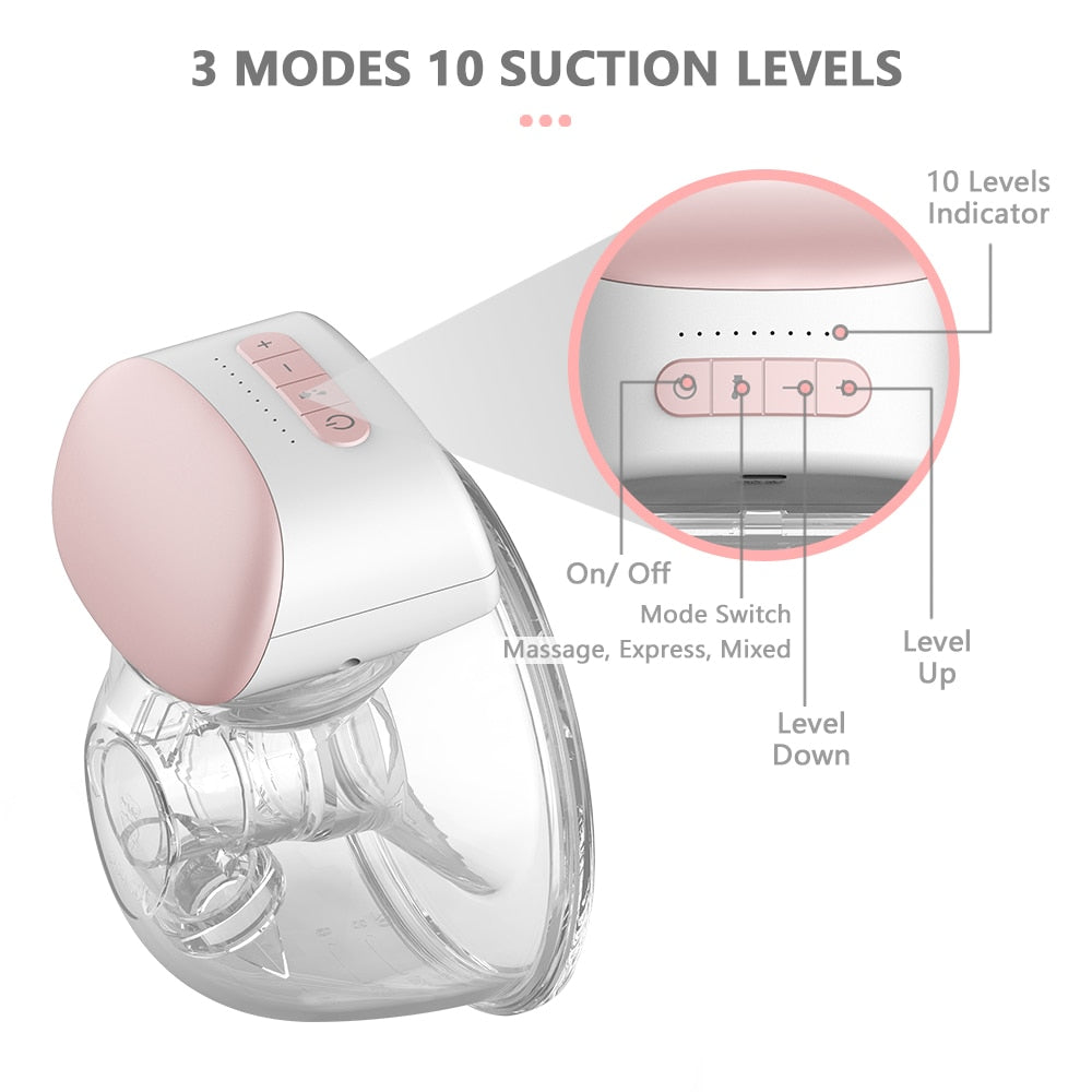 Portable Electric Breast Pump With Convenient Hands Free Wearable Design