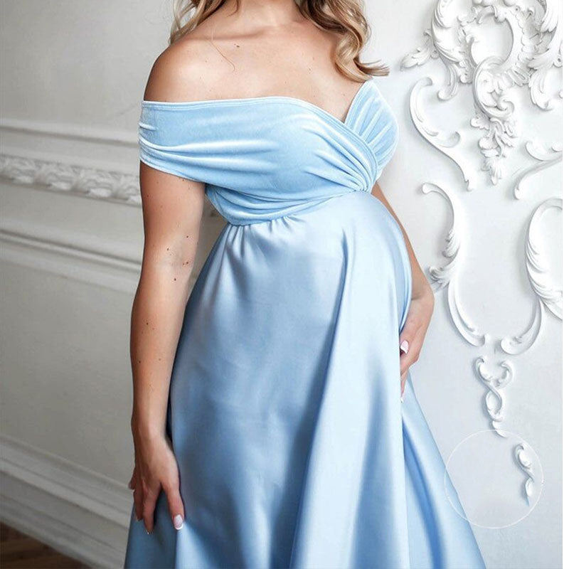 Vivienn Velvet Silk Maternity Formal Gown