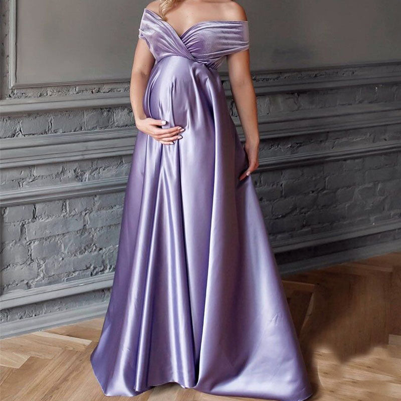 Vivienn Velvet Silk Maternity Formal Gown
