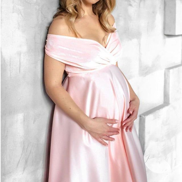 Vivienn Velvet Silk Maternity Formal Gown