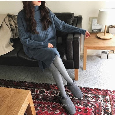 Meg Maternity Mock Neck Dress and V-Neck Sweater Set - Plus Sizes Available